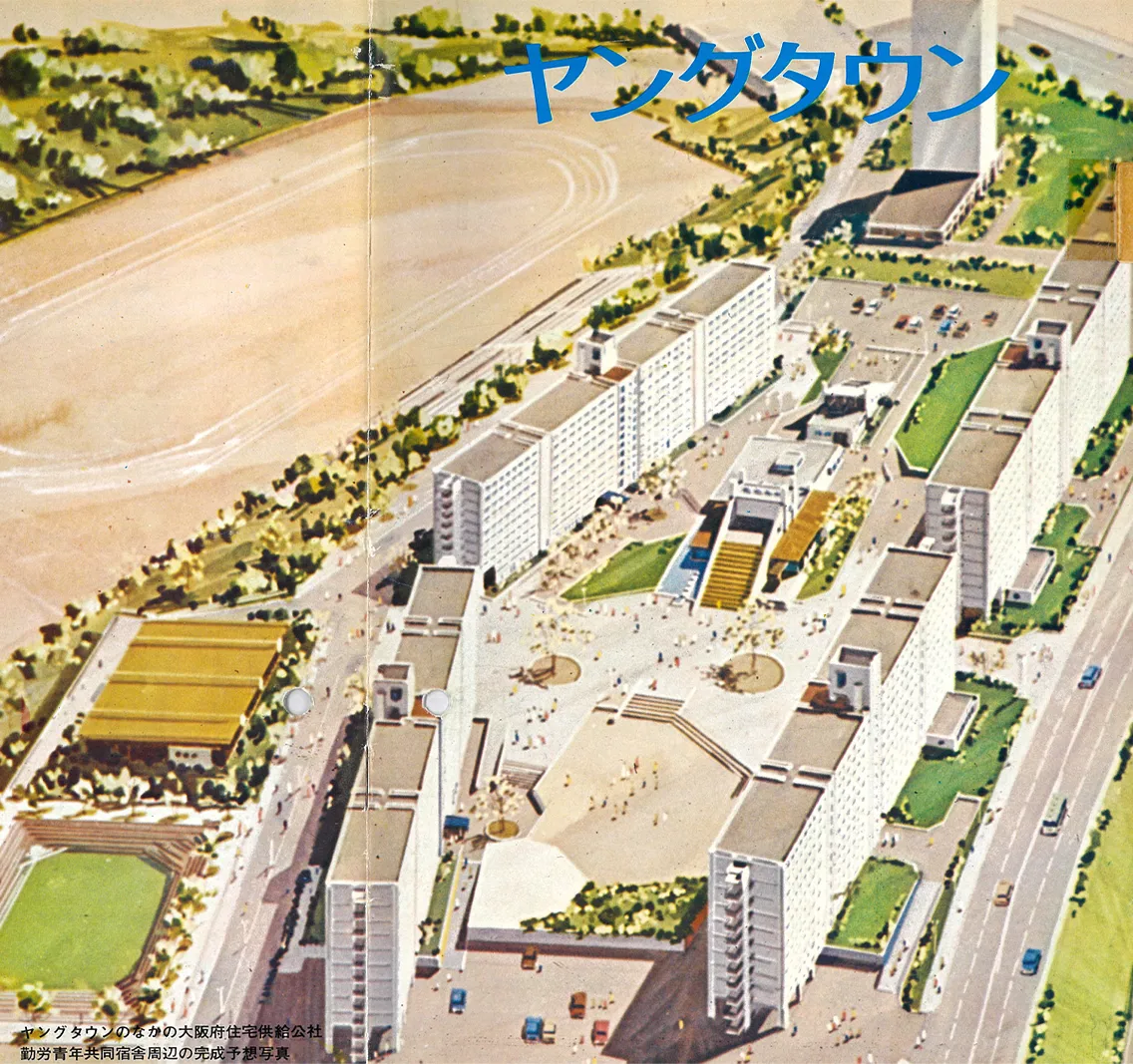 ヤングタウンの案内資料 左上が通称「ヤンタンのグラウンド」となった場所