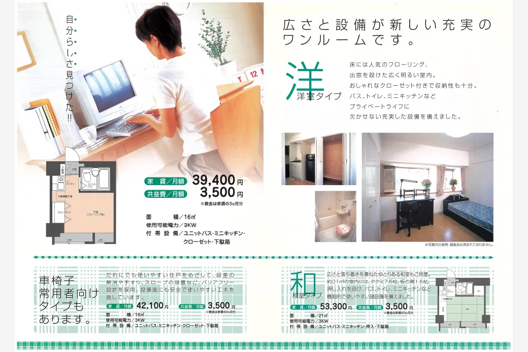 リニューアル住戸をアピールした募集パンフレット（2001年頃）