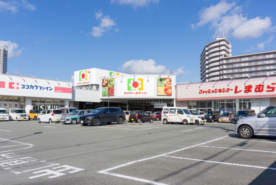 デイリーカナート 泉大津店:両隣に「ココカラファイン 泉大津池浦店」と「ファッションセンターしまむら泉大津店」